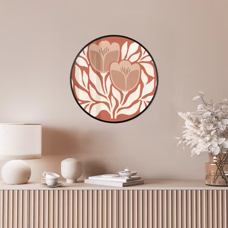 Bloemen - Abstract - Modern - Beige - Natuur Fotolijst rond zonder passe partout klein -sfeer3