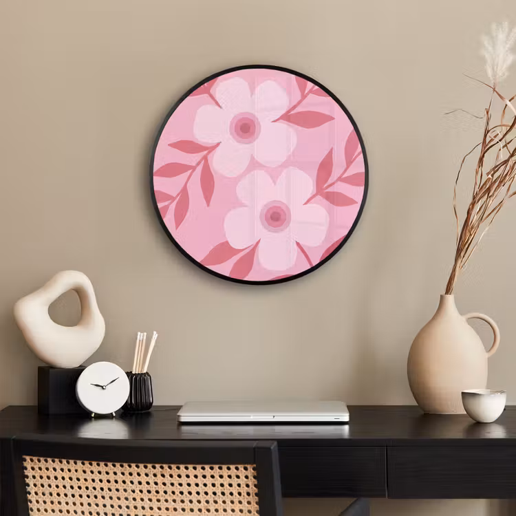 Bloemen - Abstract - Modern - Roze - Natuur Fotolijst rond zonder passe partout klein -sfeer1