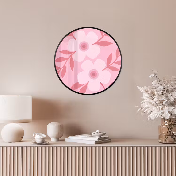 Bloemen - Abstract - Modern - Roze - Natuur Fotolijst rond zonder passe partout klein -sfeer3