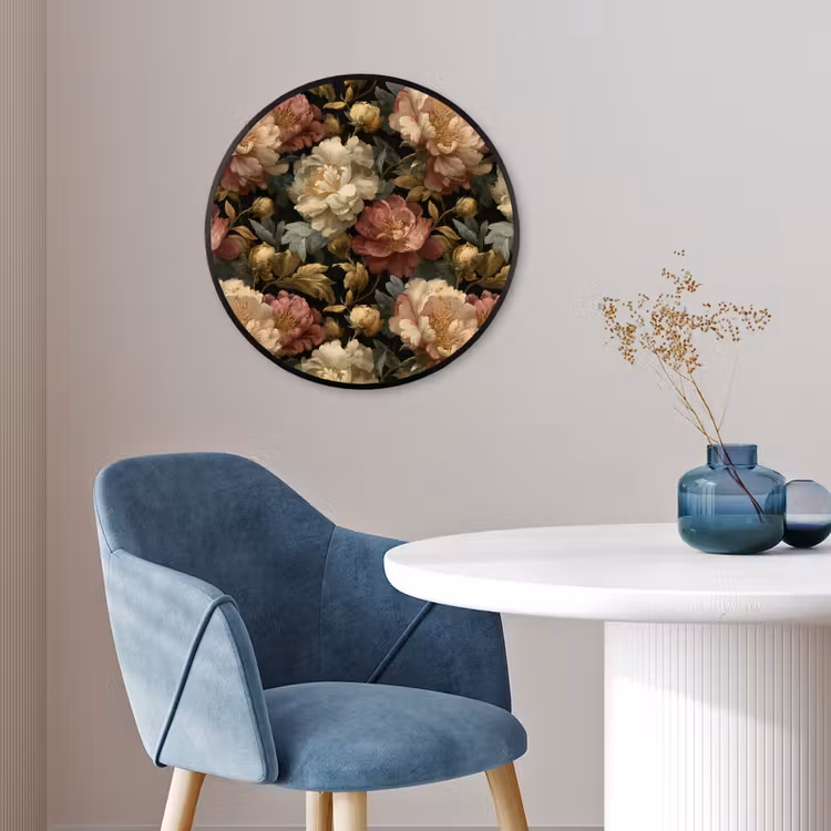 Bloemen - Barok - Patroon - Roze - Crème Fotolijst rond zonder passe partout klein 856 -sfeer2