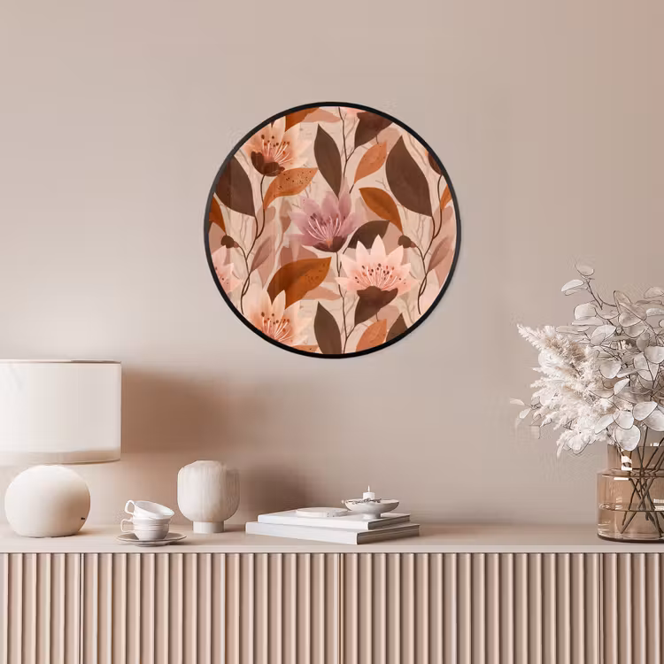 Bloemen - Bladeren - Bruin Fotolijst rond zonder passe partout klein 856 -sfeer3