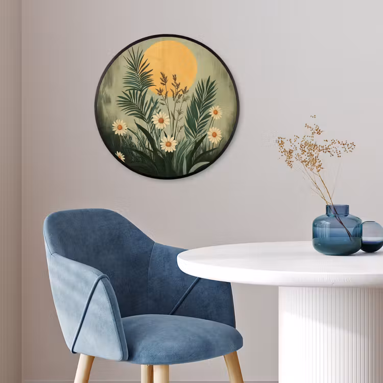 Bloemen - Bladeren - Zon - Groen Fotolijst rond zonder passe partout klein -sfeer2