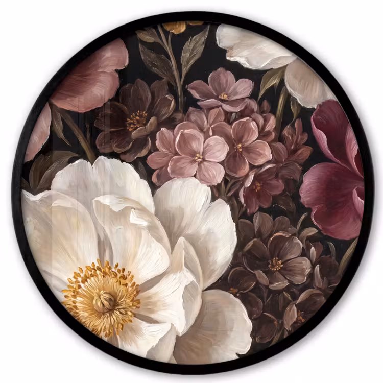 Bloemen - Boeket - Klassiek - Donker - Rood Fotolijst rond zonder passe partout klein -3d