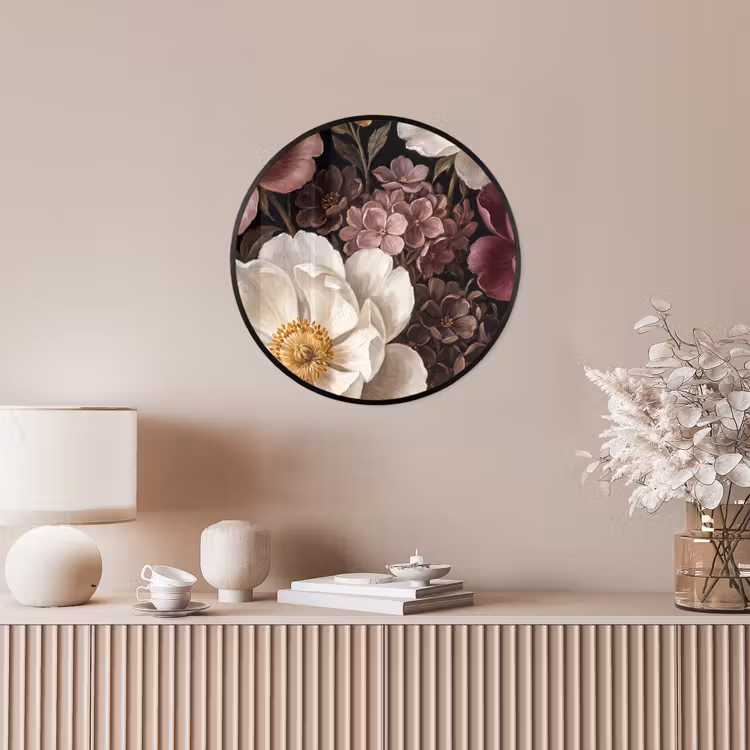 Bloemen - Boeket - Klassiek - Donker - Rood Fotolijst rond zonder passe partout klein -sfeer3
