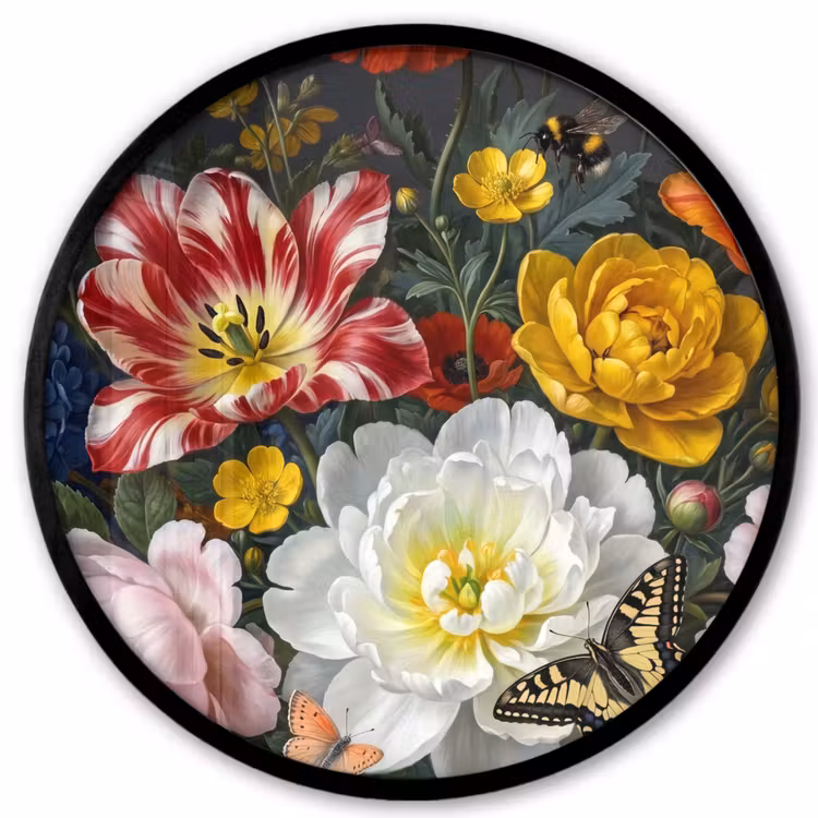 Bloemen - Boeket - Klassiek - Kleurrijk - Natuur Fotolijst rond zonder passe partout klein -3d