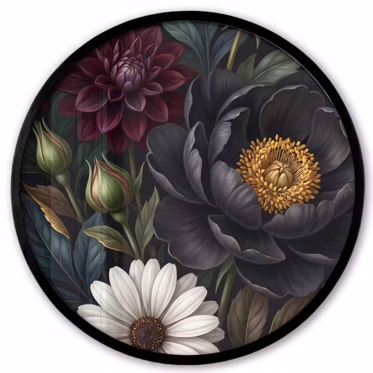 Bloemen - Boeket - Natuur - Klassiek - Weelderig Fotolijst rond zonder passe partout klein -3d
