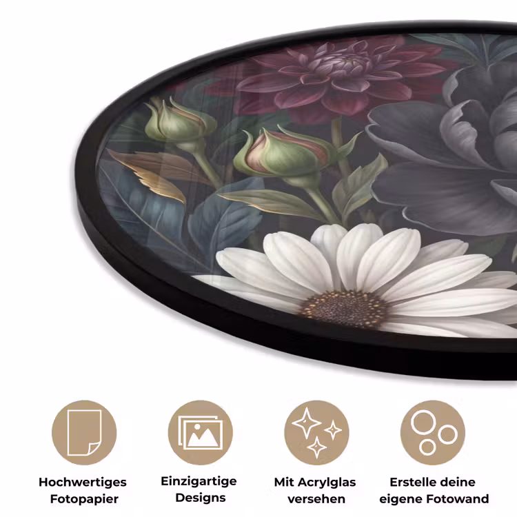 Bloemen - Boeket - Natuur - Klassiek - Weelderig Fotolijst rond zonder passe partout klein -closeup_DE
