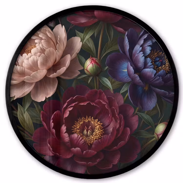 Bloemen - Boeket - Natuur - Modern - Donker Fotolijst rond zonder passe partout klein -3d