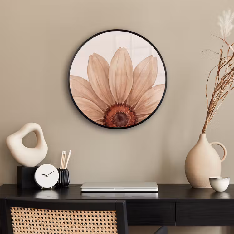 Bloemen - Bloemblad - Natuur - Aquarel - Beige Fotolijst rond zonder passe partout klein -sfeer1