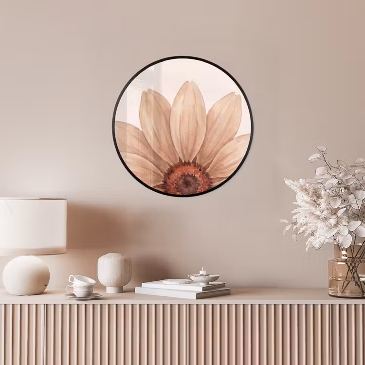 Bloemen - Bloemblad - Natuur - Aquarel - Beige Fotolijst rond zonder passe partout klein -sfeer3