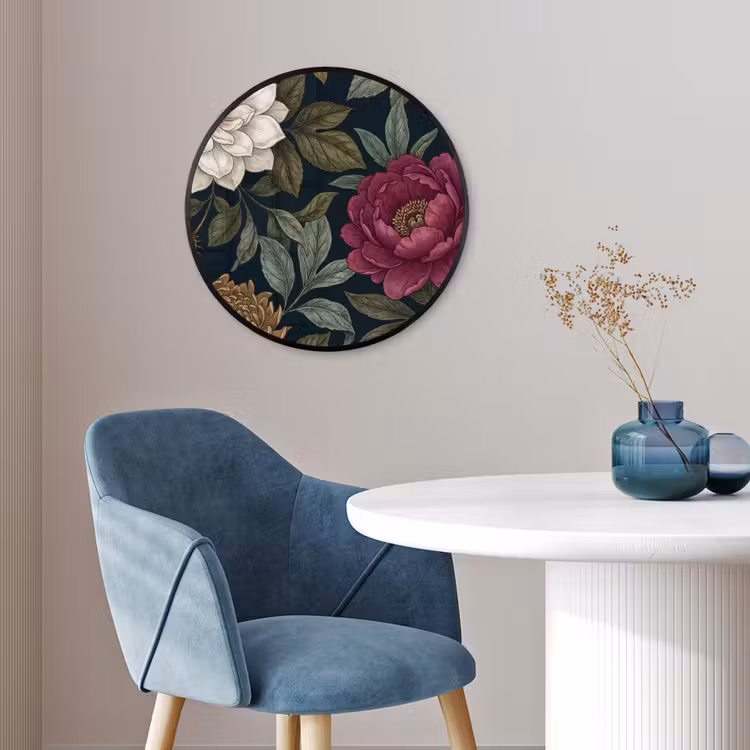 Bloemen - Botanisch - Illustratie - Donker - Vintage Fotolijst rond zonder passe partout klein -sfeer2