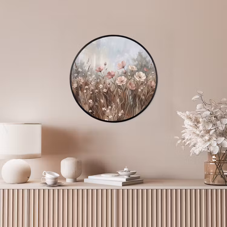 Bloemen - Botanisch - Schilderij - Pastel - Rustiek Fotolijst rond zonder passe partout klein -sfeer3