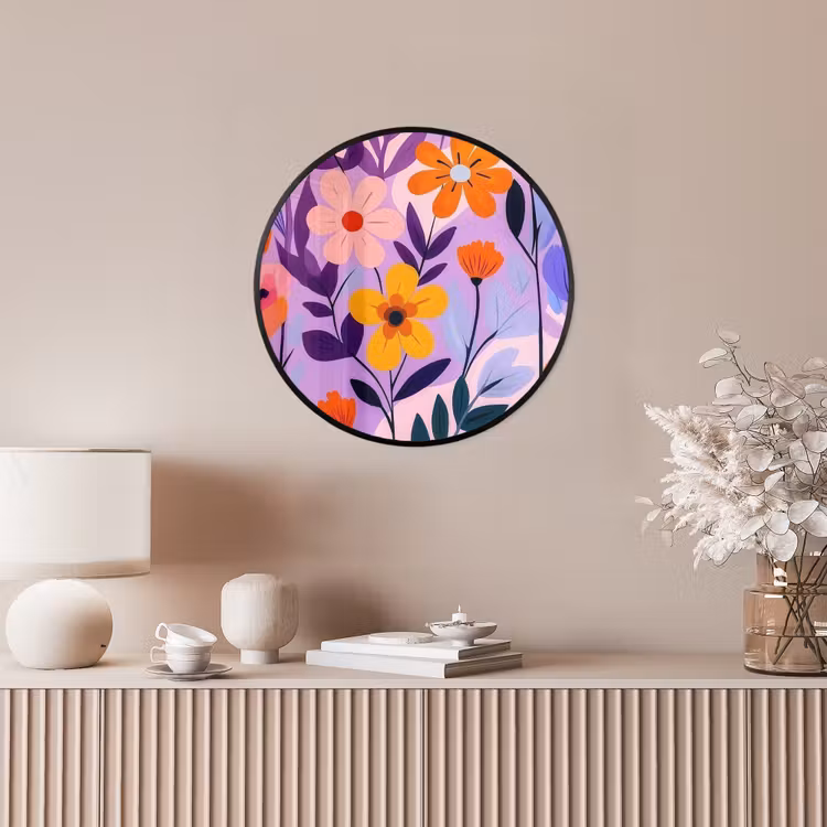 Bloemen - Kleurrijk - Bladeren Fotolijst rond zonder passe partout klein -sfeer3