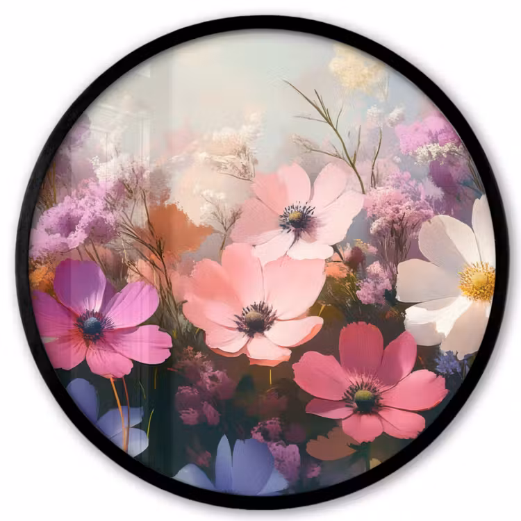 Bloemen - Kleurrijk - Bloei Fotolijst rond zonder passe partout klein -3d