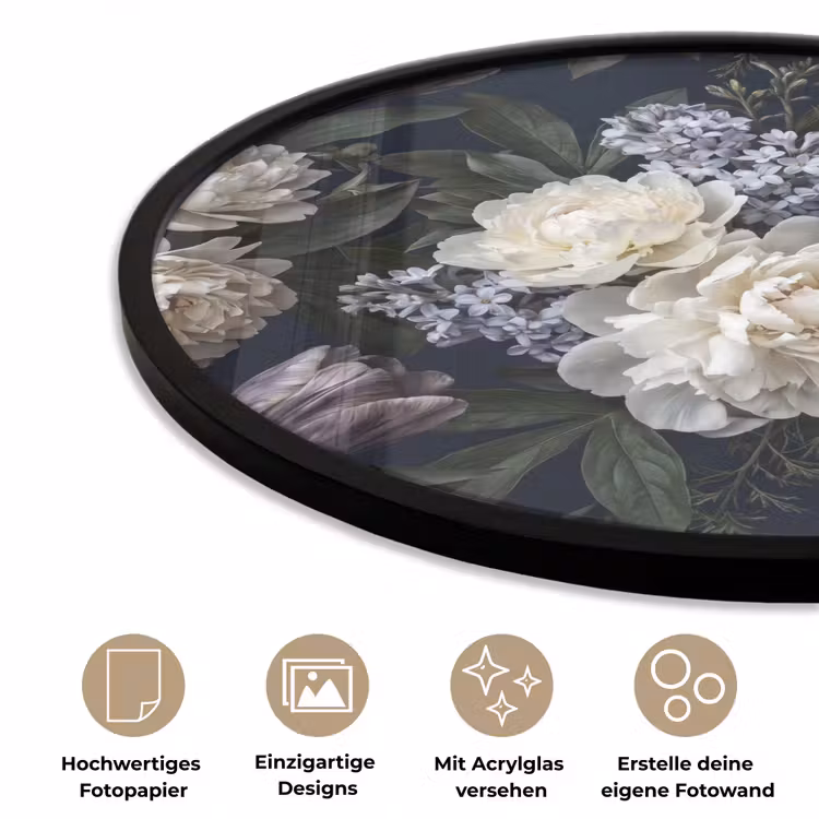 Bloemen - Donker - Elegant - Natuur - Wit Fotolijst rond zonder passe partout klein -closeup_DE