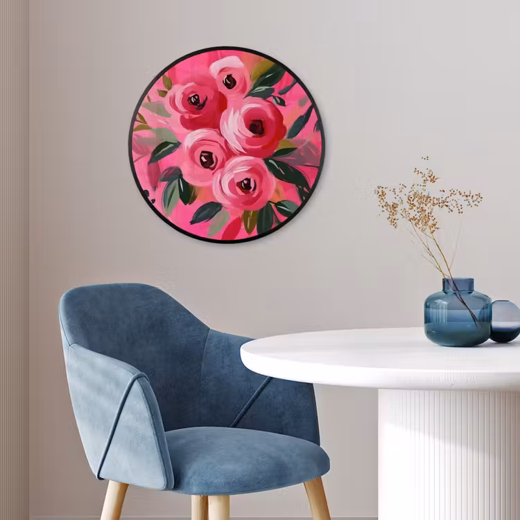 Bloemen - Verf - Roze Fotolijst rond zonder passe partout klein -sfeer2