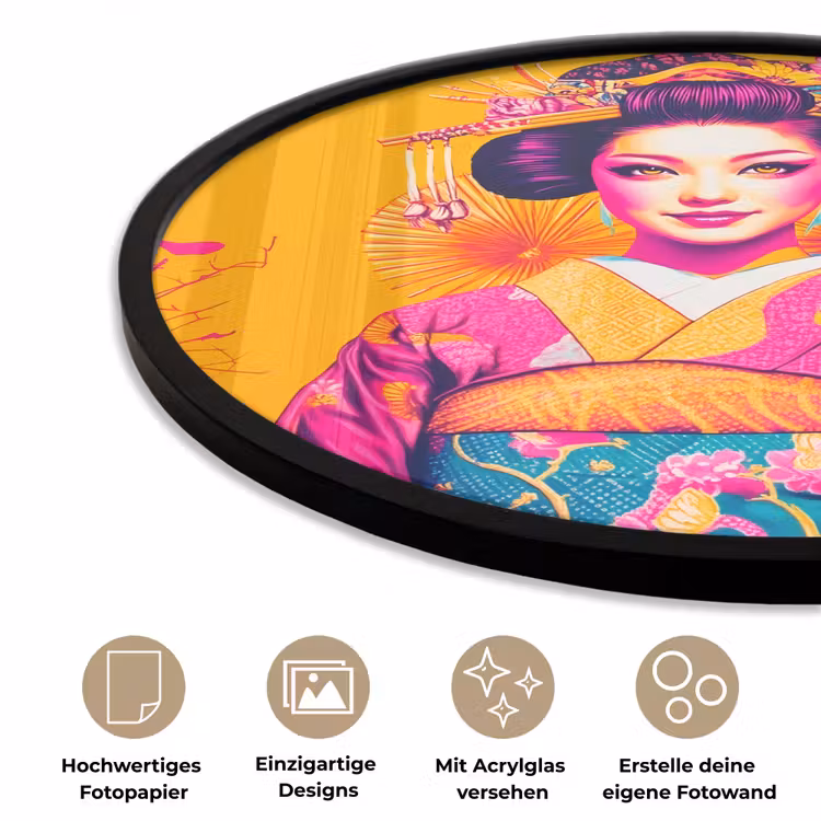 Bloemen - Vrouw - Kimono - Roze Fotolijst rond zonder passe partout klein -closeup_DE