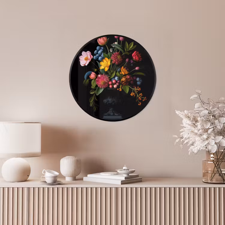 Bloemen - Vrolijk - Vaas Fotolijst rond zonder passe partout klein -sfeer3