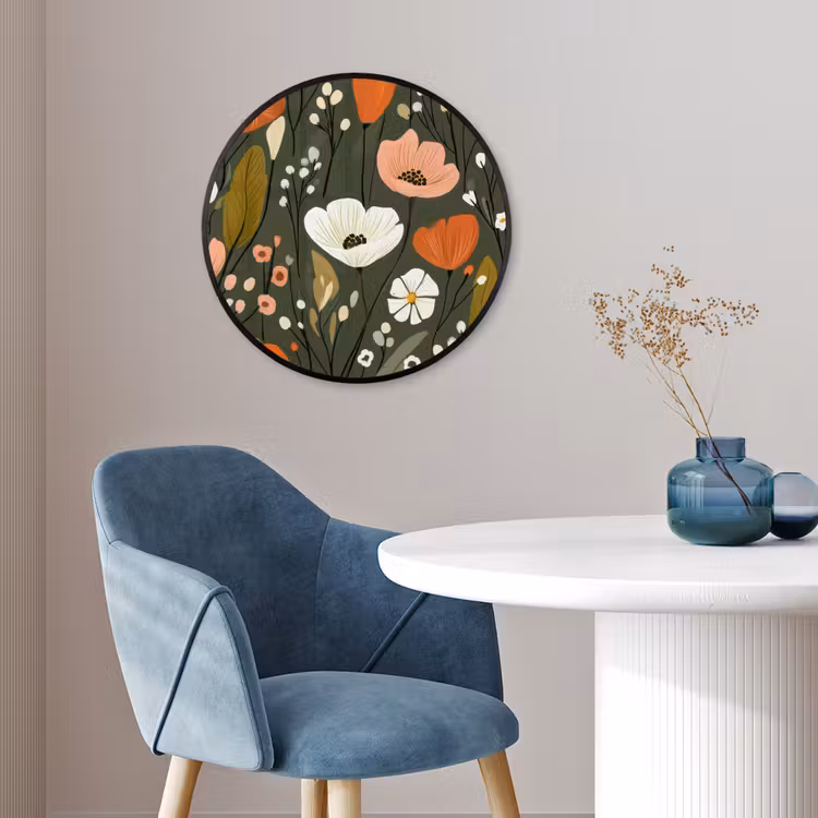 Bloemen - Illustratie - Groen Fotolijst rond zonder passe partout klein -sfeer2