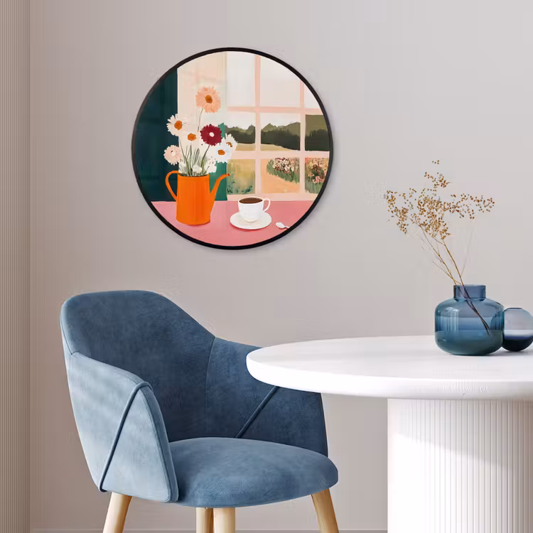 Bloemen - Koffie - Raam Fotolijst rond zonder passe partout klein -sfeer2