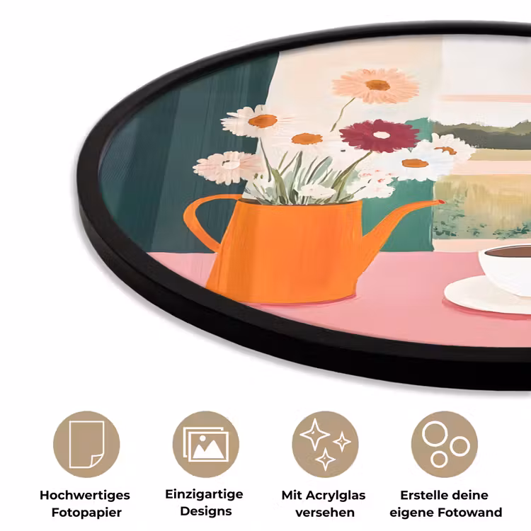 Bloemen - Koffie - Raam Fotolijst rond zonder passe partout klein -closeup_DE