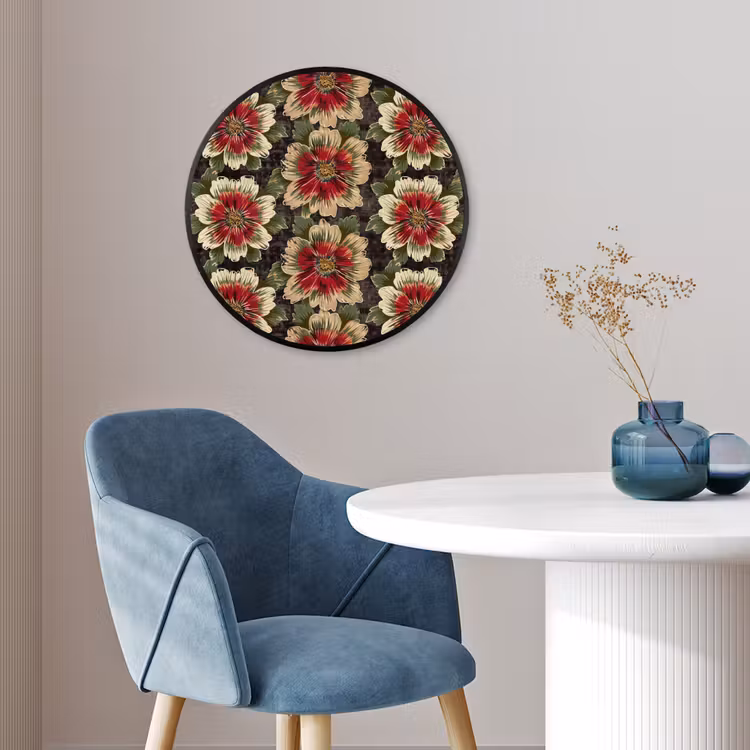 Bloemen - Klassiek - Patroon - Rood Fotolijst rond zonder passe partout klein 856 -sfeer2
