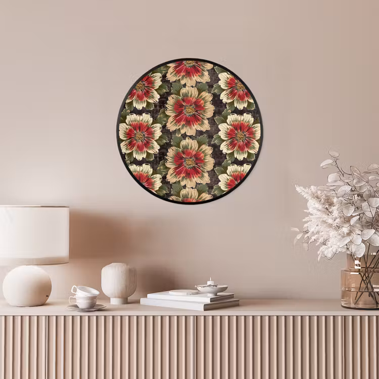 Bloemen - Klassiek - Patroon - Rood Fotolijst rond zonder passe partout klein 856 -sfeer3