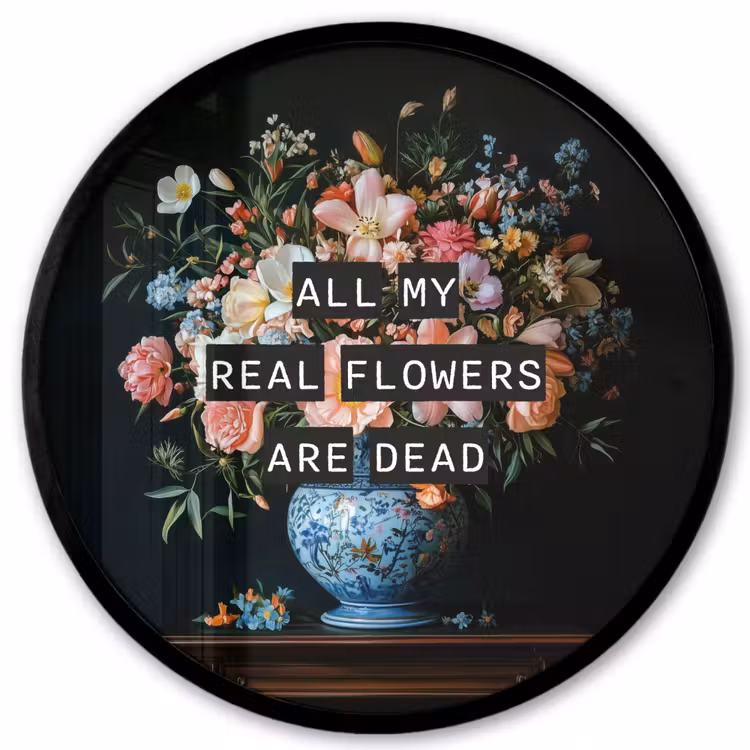 Bloemen - Art - Pastel - Quotes Fotolijst rond zonder passe partout klein -3d