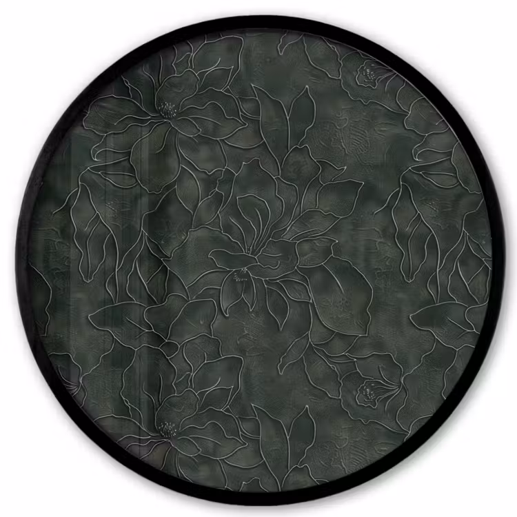 Bloemen - Lijnen - Groen Fotolijst rond zonder passe partout klein 856 -3d