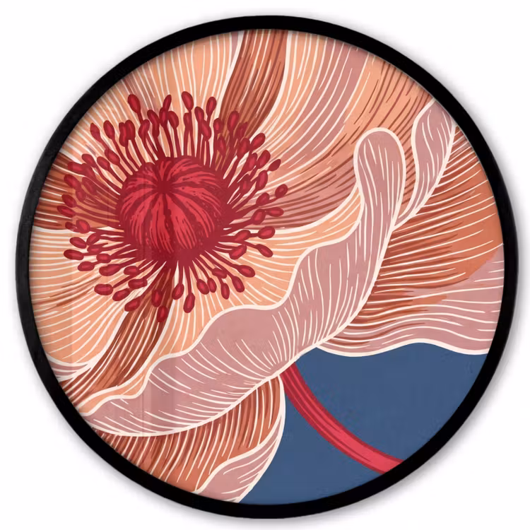 Poster im Rahmen Rund - Blumen – Modern – Abstrakt - Bloemen - Modern - Abstract Fotolijst rond zonder passe partout klein