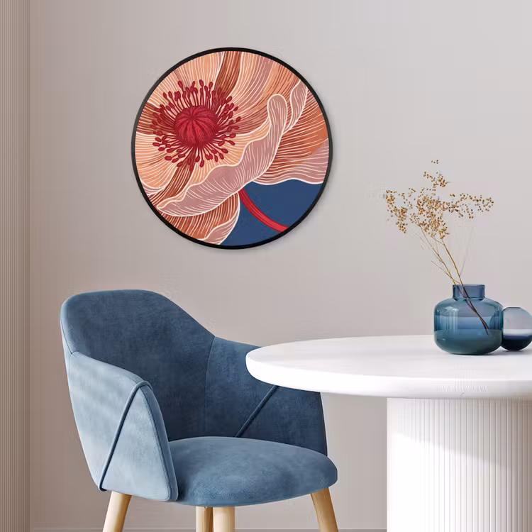 Poster im Rahmen Rund - Blumen – Modern – Abstrakt - Bloemen - Modern - Abstract Fotolijst rond zonder passe partout klein