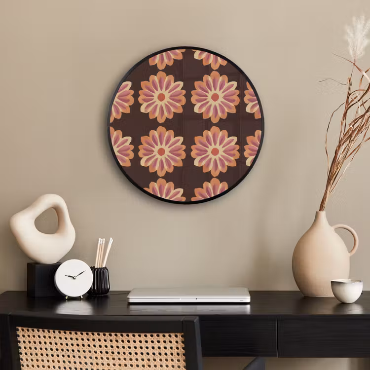 Bloemen - Patroon - Bruin Fotolijst rond zonder passe partout klein 856 -sfeer1