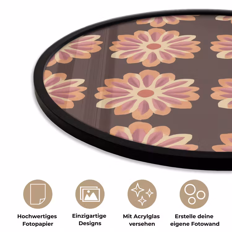 Bloemen - Patroon - Bruin Fotolijst rond zonder passe partout klein 856 -closeup_DE