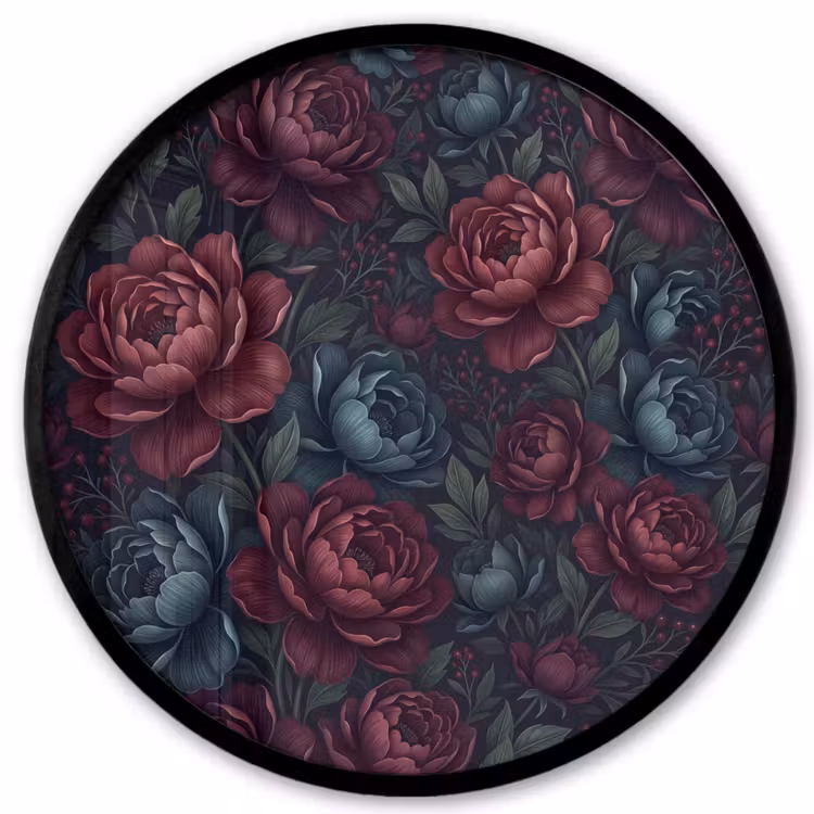 Bloemen - Patroon - Natuur - Klassiek - Donker Fotolijst rond zonder passe partout klein -3d