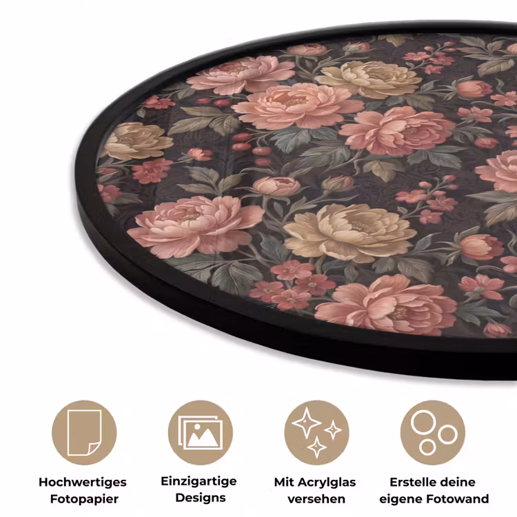 Bloemen - Patroon - Natuur - Vintage - Roze Fotolijst rond zonder passe partout klein -closeup_DE