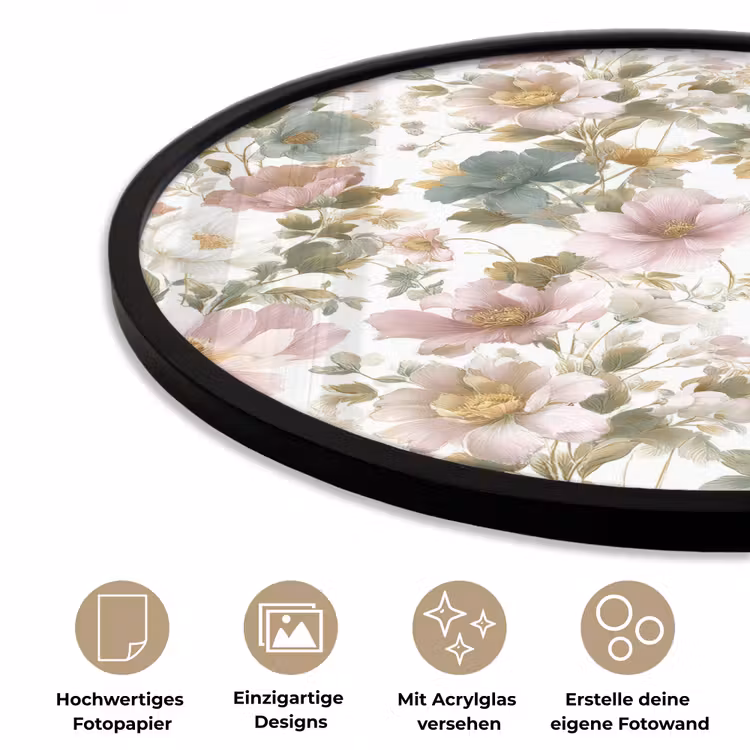 Bloemen - Patroon - Pastel Fotolijst rond zonder passe partout klein 856 -closeup_DE
