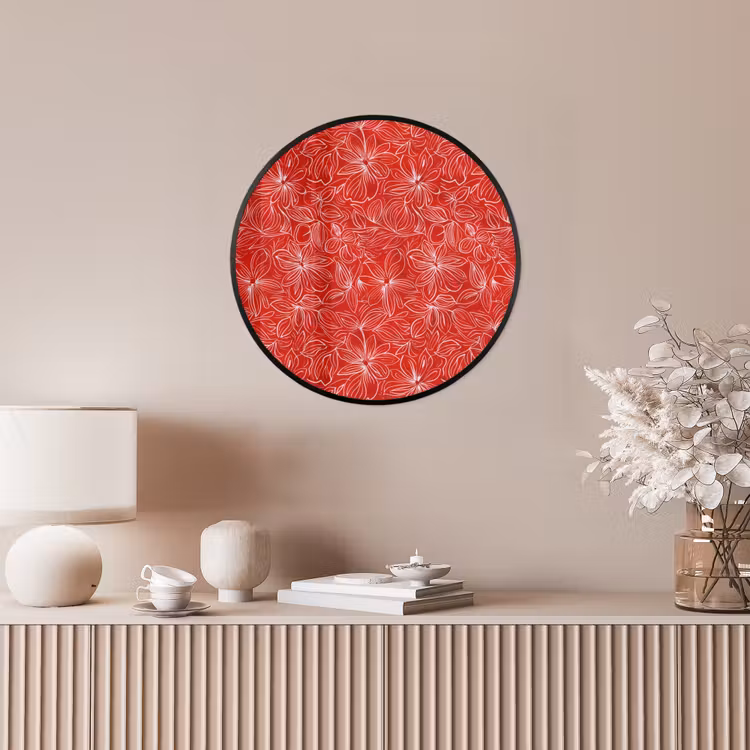 Bloemen - Patroon - Rood Fotolijst rond zonder passe partout klein 856 -sfeer3