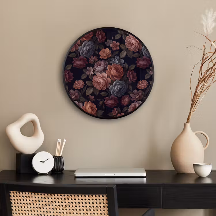 Bloemen - Patroon - Vintage - Donker - Roze Fotolijst rond zonder passe partout klein -sfeer1
