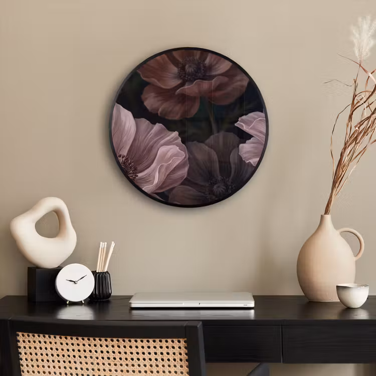 Bloemen - Natuur - Roze - Donker - Modern Fotolijst rond zonder passe partout klein -sfeer1