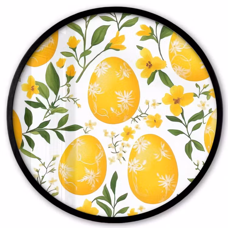 Bloemen - Paaseieren - Geel Fotolijst rond zonder passe partout klein -3d