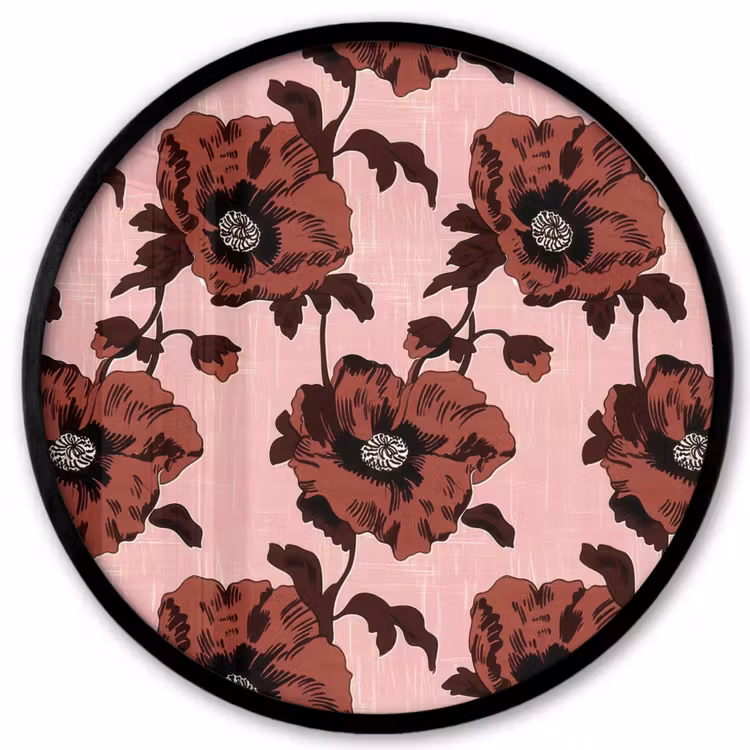 Bloemen - Retro - Rood Fotolijst rond zonder passe partout klein 856 -3d