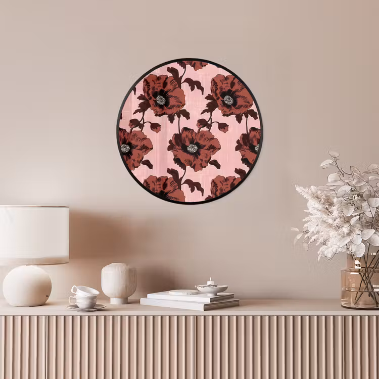 Bloemen - Retro - Rood Fotolijst rond zonder passe partout klein 856 -sfeer3