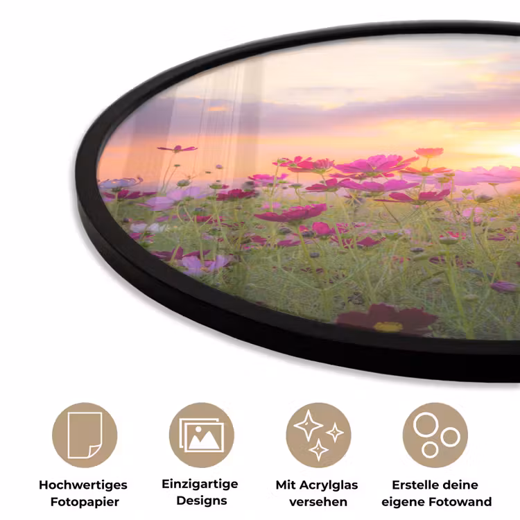 Bloemen - Roze - Zonsondergang - Natuur - Weide - Horizon Fotolijst rond zonder passe partout klein -closeup_DE