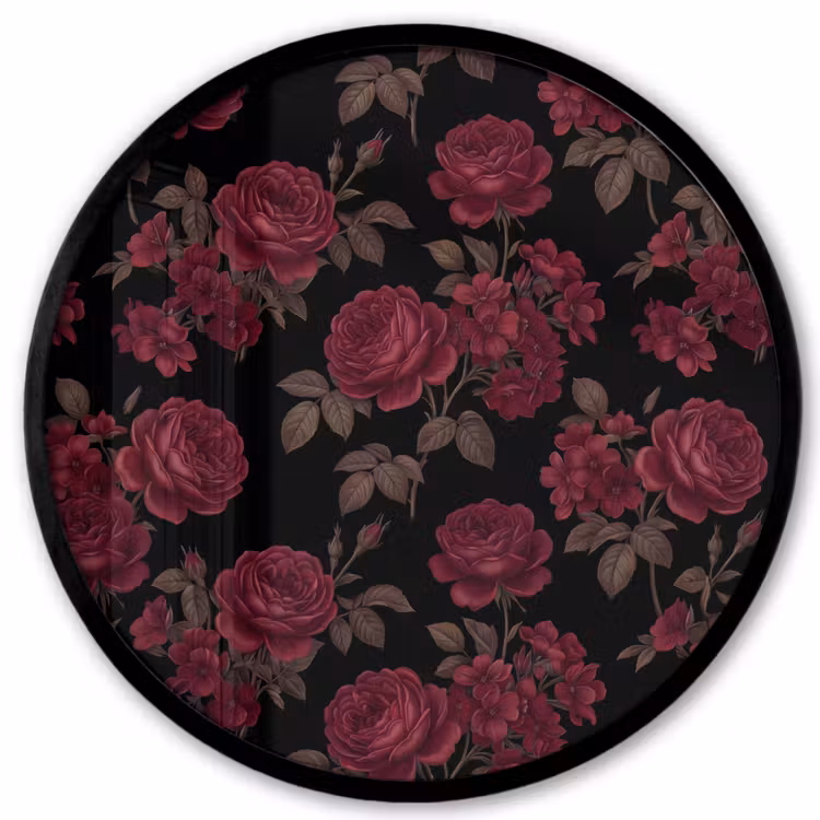 Bloemen - Roos - Patroon - Klassiek - Rood Fotolijst rond zonder passe partout klein -3d