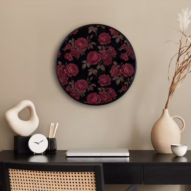 Bloemen - Roos - Patroon - Klassiek - Rood Fotolijst rond zonder passe partout klein -sfeer1