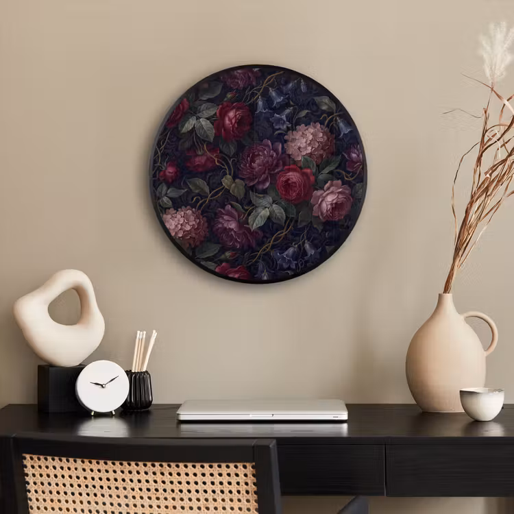 Bloemen - Rood - Klassiek - Donker - Patroon Fotolijst rond zonder passe partout klein -sfeer1