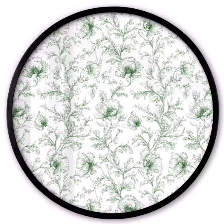 Bloemen - Getekend - Groen Fotolijst rond zonder passe partout klein 856 -3d