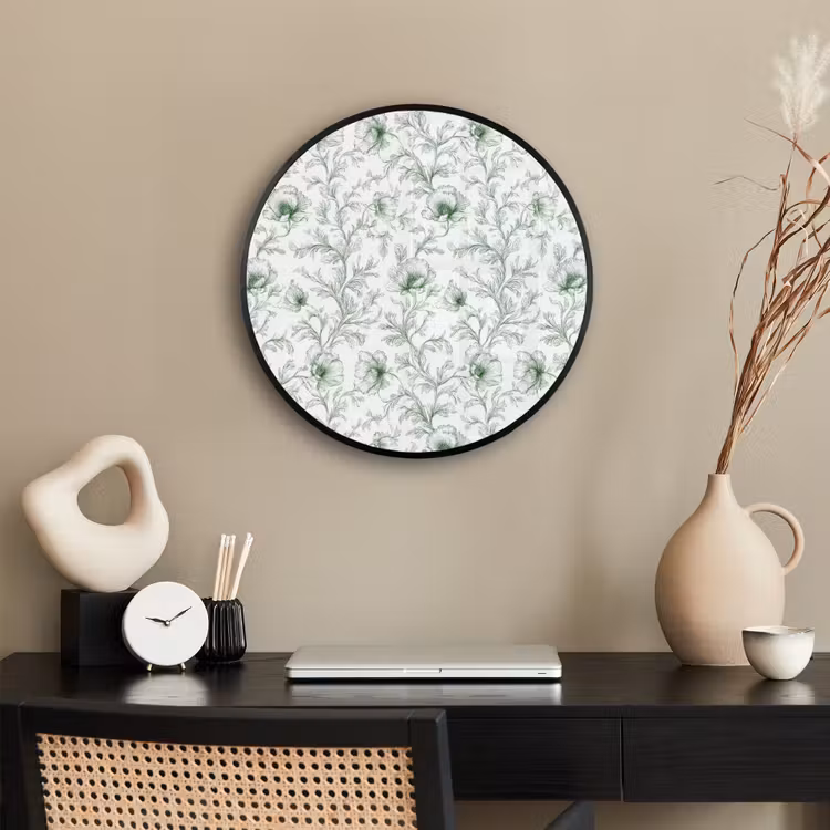 Bloemen - Getekend - Groen Fotolijst rond zonder passe partout klein 856 -sfeer1