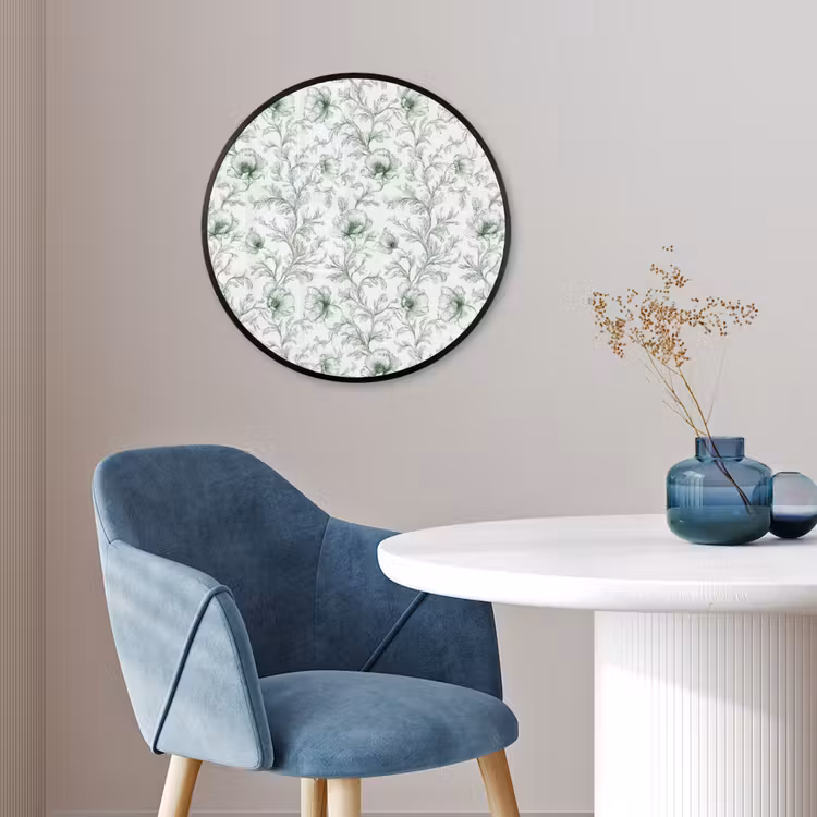 Bloemen - Getekend - Groen Fotolijst rond zonder passe partout klein 856 -sfeer2