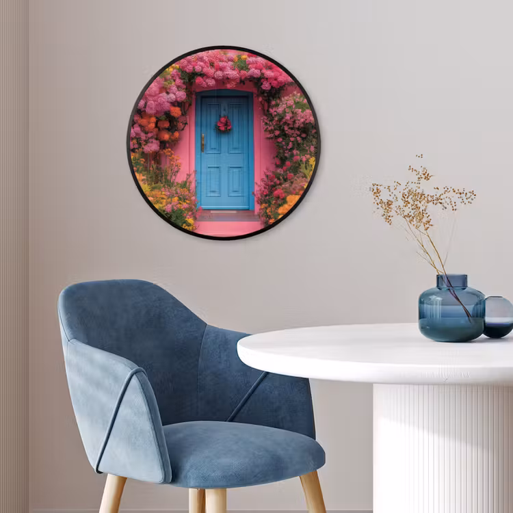 Bloemen - Deur - Roze Fotolijst rond zonder passe partout klein -sfeer2